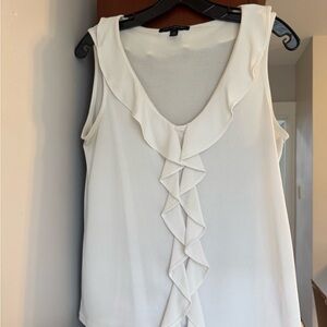 White Sleeveless Ruffle Top